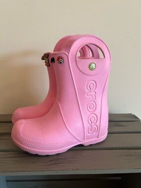 Crocs Bubblegum Pink Toddler Rain Boots Size 12